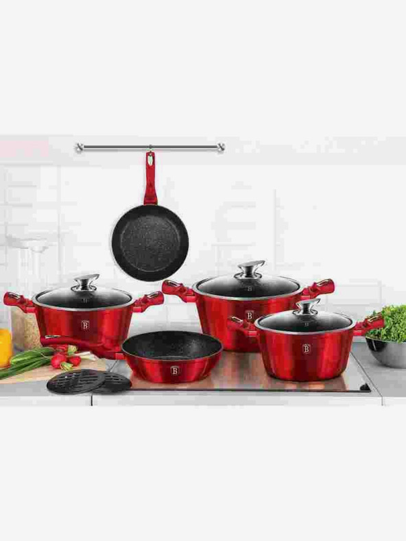 Berlingerhaus Set de vase cu suprafață din marmură 3 buc Burgundy Metallic Line BERLINGERHAUS