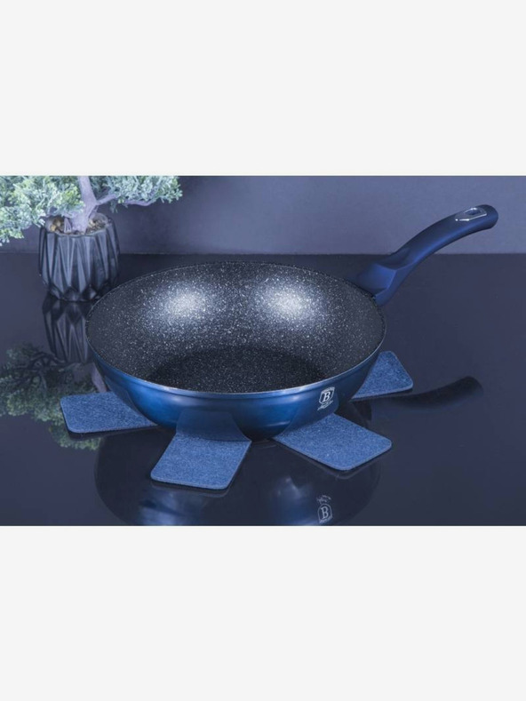 Berlingerhaus Tigaie wok cu suprafață marmorată 28 cm BERLINGERHAUS Metallic Line Aquamarine Edition