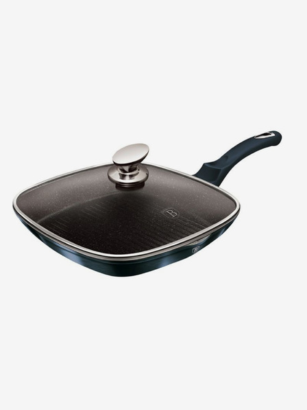 Berlingerhaus Tigaie pentru grătar cu suprafață din marmură și capac 28 cm BERLINGERHAUS Metallic Line Aquamarine Edition