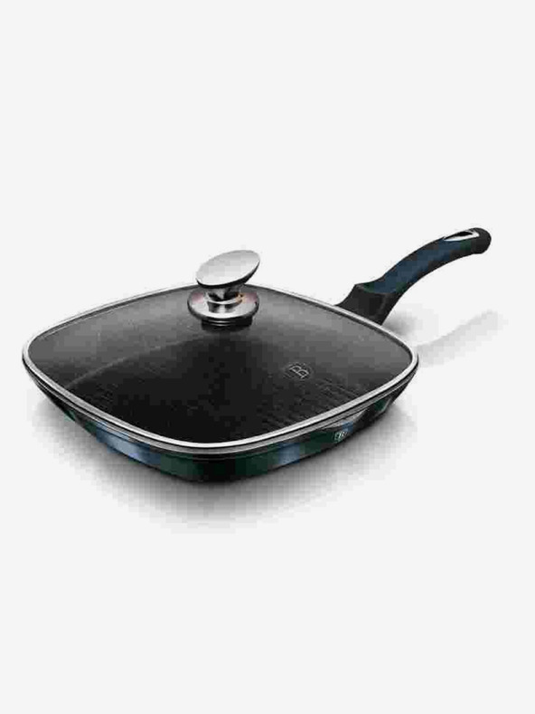 Berlingerhaus Tigaie pentru grătar cu suprafață din marmură și capac 28 cm BERLINGERHAUS Metallic Line Aquamarine Edition