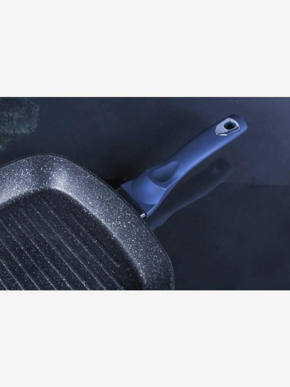 Berlingerhaus Tigaie pentru grătar cu suprafață din marmură și capac 28 cm BERLINGERHAUS Metallic Line Aquamarine Edition