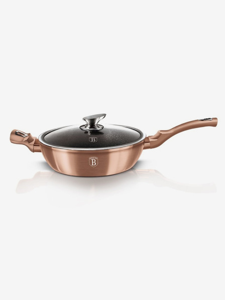 Berlingerhaus Cratiță adâncă cu suprafață din marmură și capac 28 cm Rosegold Metallic Line BERLINGERHAUS