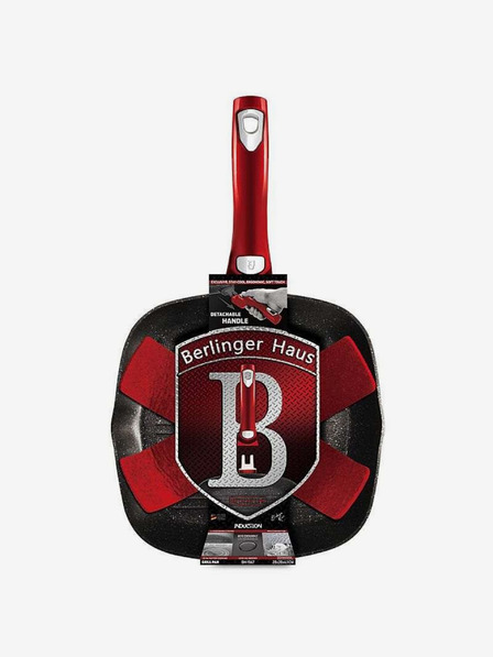 Berlingerhaus Tigaie grill cu suprafață de marmură și mâner detașabil 28 cm Burgundy Metallic Line BERLINGERHAUS