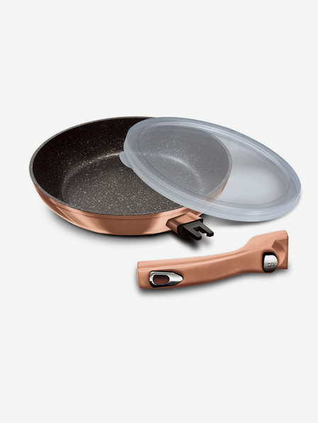 Berlingerhaus Tigaie cu mâner detașabil + capac 28 cm Rosegold Metallic Line BERLINGERHAUS
