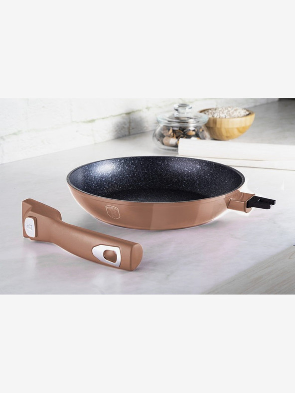 Berlingerhaus Tigaie cu mâner detașabil + capac 28 cm Rosegold Metallic Line BERLINGERHAUS