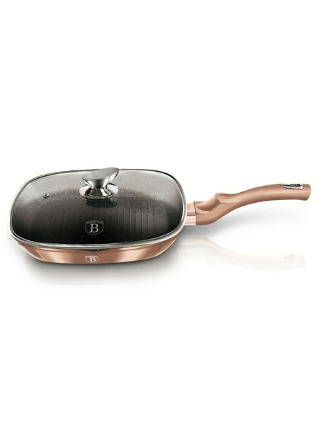 Berlingerhaus Tigaie grill cu suprafață de marmură și capac 28 cm Rosegold Metallic Line BERLINGERHAUS