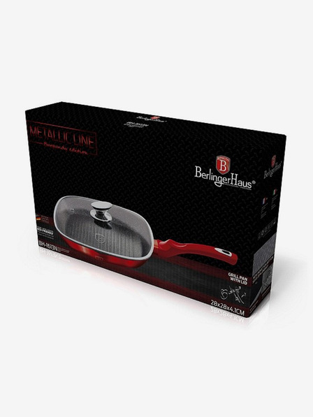 Berlingerhaus Tigaie grill cu capac și suprafață din marmură 28 cm Burgundy Metallic Line BERLINGERHAUS