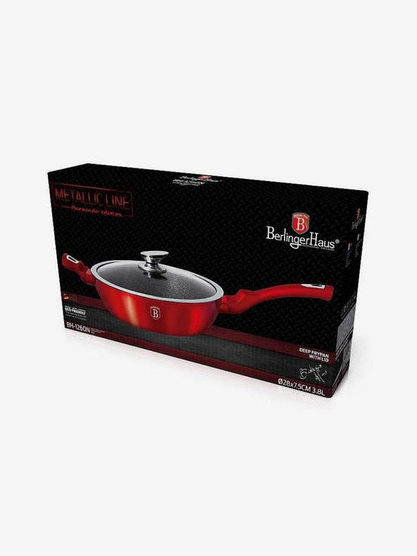 Berlingerhaus Tigaie adâncă cu suprafață de marmură și capac 28 cm Burgundy Metallic Line BERLINGERHAUS