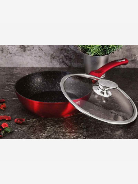 Berlingerhaus Tigaie adâncă cu suprafață din marmură și capac 24 cm Burgundy Metallic Line BERLINGERHAUS