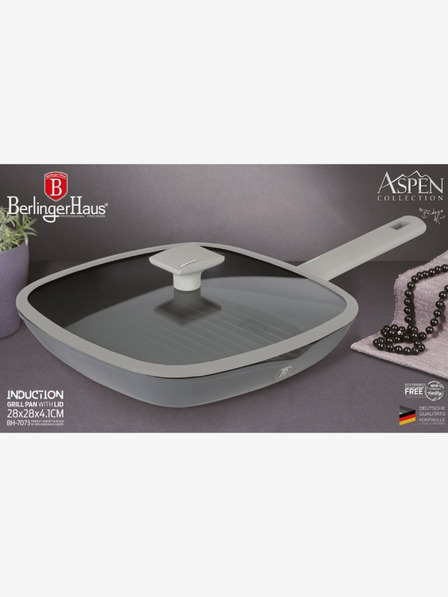 Berlingerhaus Tigaie grill cu capac cu suprafață antiaderentă din titan 28 cm Aspen Collection BERLINGERHAUS