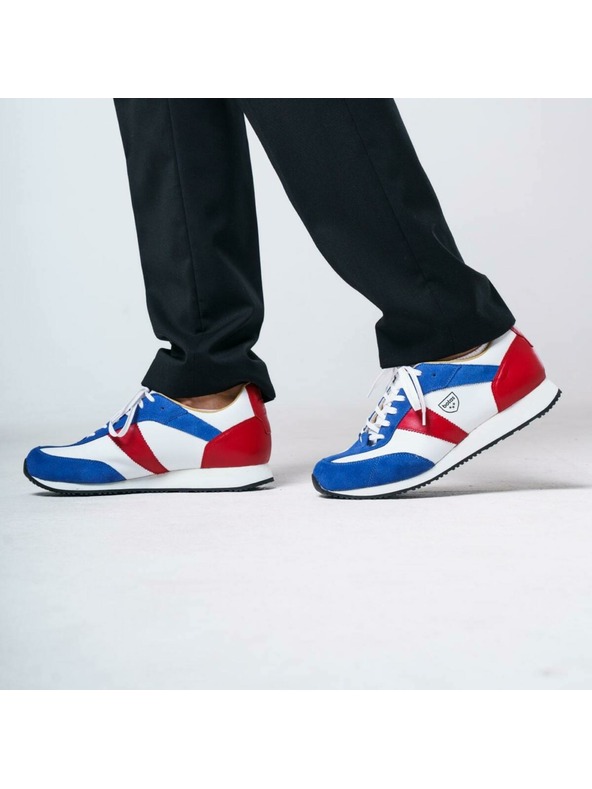 BOTAS *** Adidași din piele pentru bărbați / ghete alb-albastru-roșii Botas Authentic Tricolor