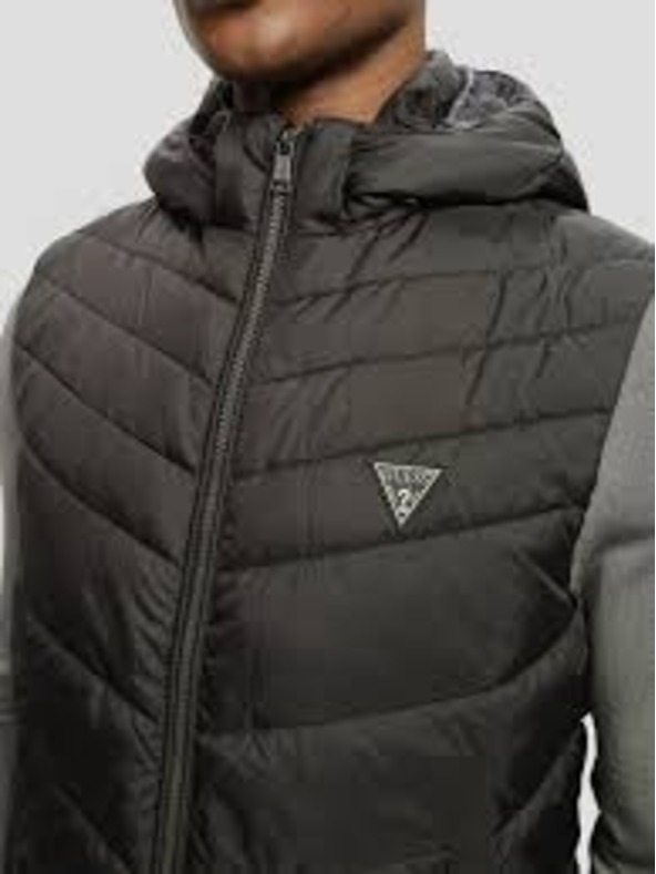 Guess Jeans Vestă neagră cu glugă pentru bărbați Guess jeans