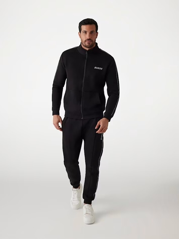 Guess Jeans Hanorac negru pentru bărbați cu logo lateral Guess jeans