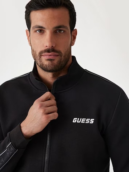 Guess Jeans Hanorac negru pentru bărbați cu logo lateral Guess jeans