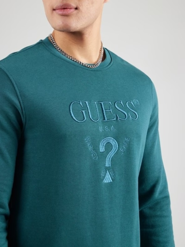 Guess Jeans Hanorac petrol pentru bărbați cu logo brodat Guess jeans