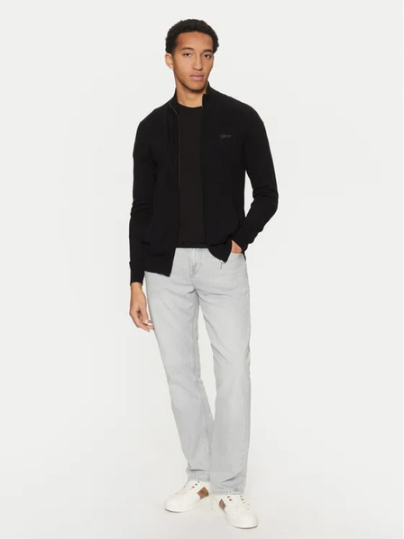 Guess Jeans Cardigan negru pentru bărbați cu logo brodat Guess jeans