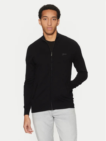 Guess Jeans Cardigan negru pentru bărbați cu logo brodat Guess jeans