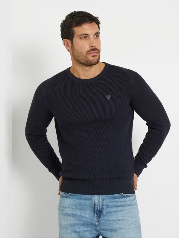 Guess Jeans Pulover albastru pentru bărbați Guess Crew Neck Sweater