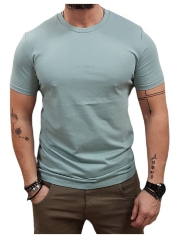 Guess Jeans Tricou slim fit verde mentă pentru bărbați G9L8 Guess jeans