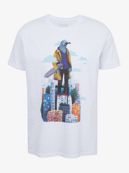 DOBRO Tricou alb pentru bărbați cu imprimeu Zoot DOBRO. Porumbel