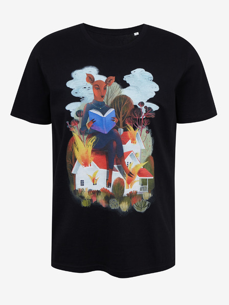 DOBRO Tricou negru pentru bărbați cu imprimeu Zoot DOBRO. Căprioară