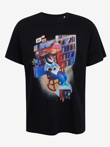 DOBRO Tricou negru pentru bărbați cu imprimeu Zoot DOBRO Bursuc