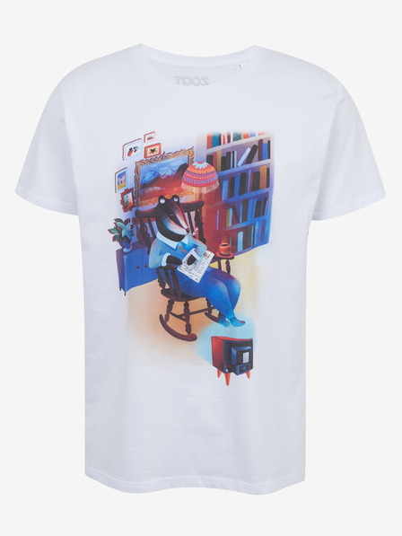 DOBRO Tricou alb pentru bărbați cu imprimeu Zoot DOBRO. Bursuc