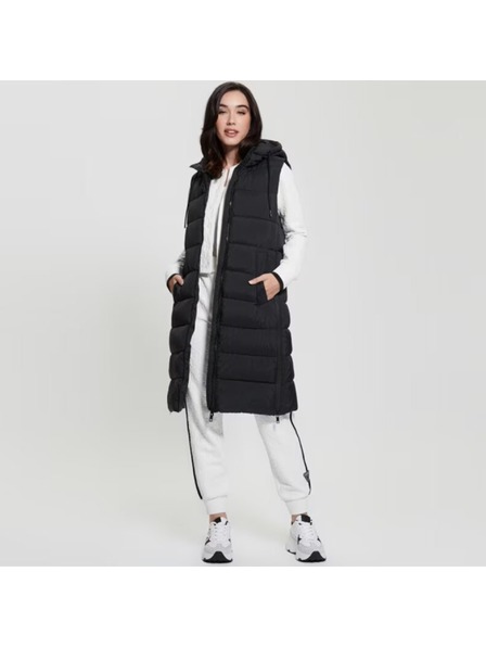 Guess Jeans Vestă cu puf neagră pentru femei Guess jeans