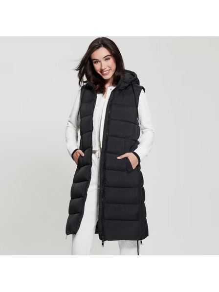 Guess Jeans Vestă cu puf neagră pentru femei Guess jeans