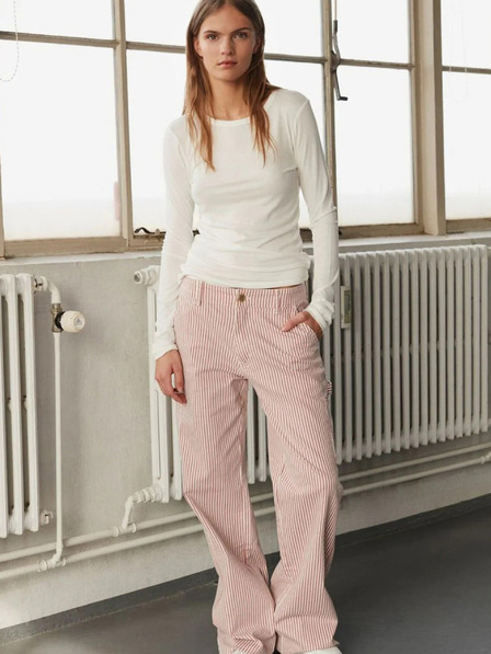 Sofie Schnoor Pantaloni baggy cu dungi albe și roșii pentru femei Sofie Schnoor