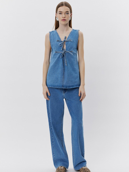 Sofie Schnoor Top albastru din denim pentru femei Sofie Schnoor