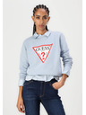 Guess Jeans Hanorac albastru deschis pentru femei cu logo mare triunghiular Guess jeans