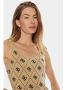Guess Jeans Rochie mini bej din amestec de lână cu logo 4G pentru femei Guess jeans