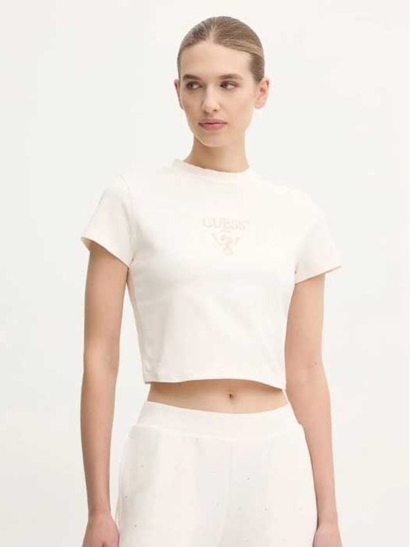Guess Jeans Tricou scurt alb Colette pentru femei Guess jeans