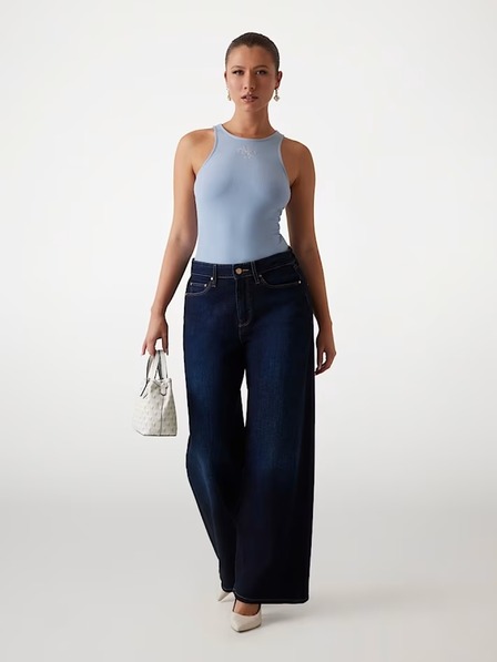 Guess Jeans Top albastru deschis pentru femei cu logo 4G Guess jeans