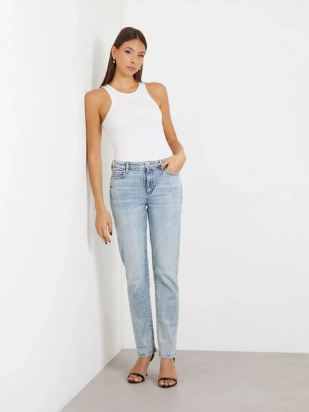 Guess Jeans Top alb pentru femei cu logo 4G Guess jeans