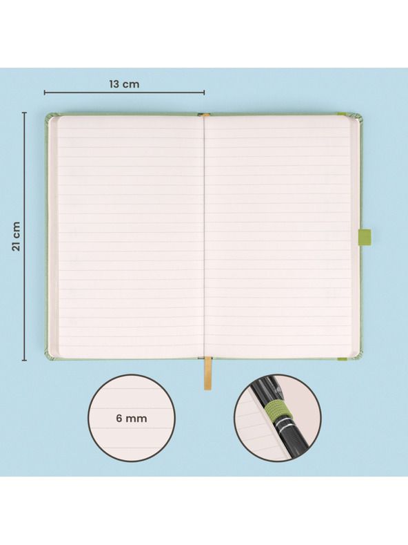 NOTIQUE NOTIQUE Notes Verde, căptușit, 13 x 21 cm