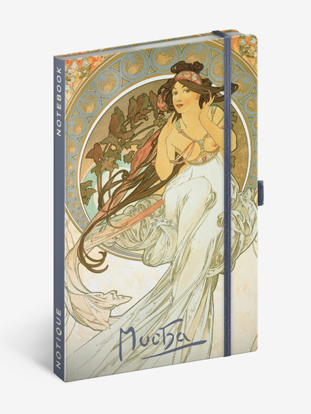 NOTIQUE NOTIQUE Notes Alfons Mucha - Muzică, aliniat, 13 x 21 cm