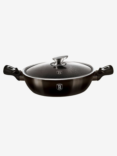 Berlingerhaus Tigaie adâncă cu capac 28 cm Shiny Black Collection BERLINGERHAUS