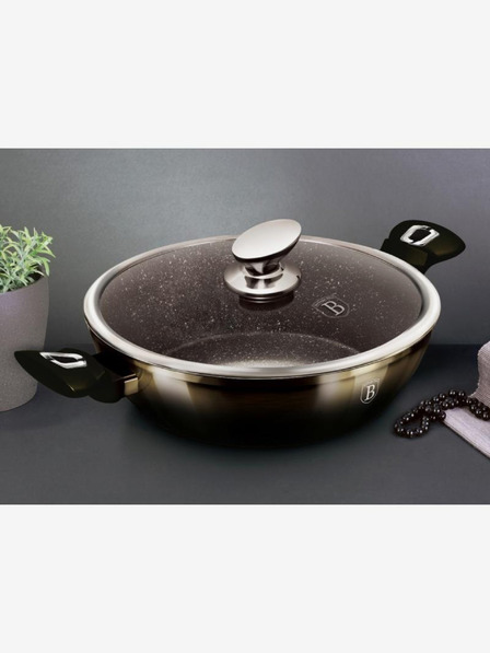 Berlingerhaus Tigaie adâncă cu capac 28 cm Shiny Black Collection BERLINGERHAUS
