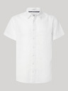 Pepe Jeans Cămașă albă din in cu mânecă scurtă pentru bărbați Pepe Jeans