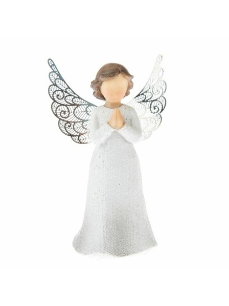 Casa de Engel Înger din rășină cu aripi metalice, în rugăciune, 9/108