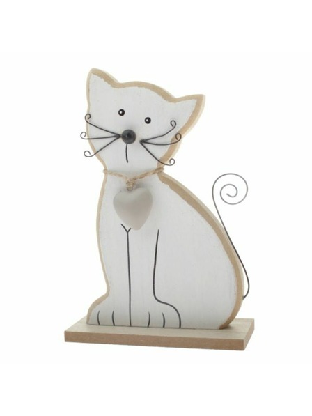 Casa de Engel Pisică din lemn 15cm - albă, 6/72