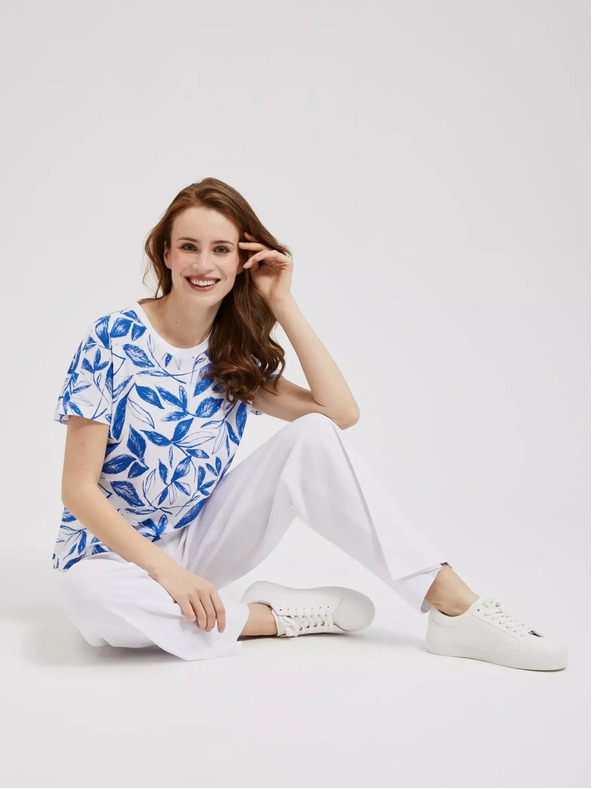 Moodo Bluză albastră cu imprimeu cu frunze Moodo