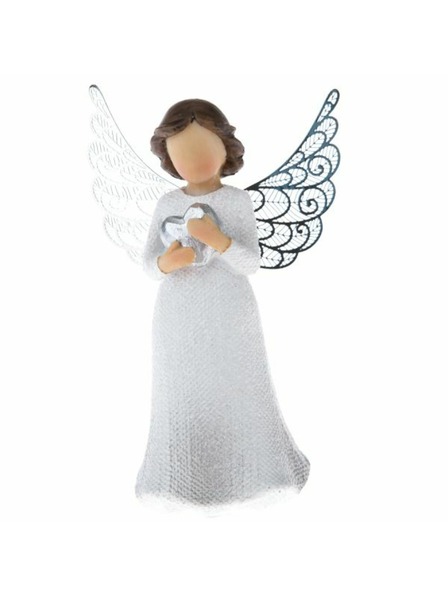 Casa de Engel Înger din rășină poliesterică cu aripi metalice, cu inimă, 9/108