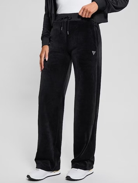Guess Jeans Pantaloni drepți negri din catifea pentru femei Guess jeans