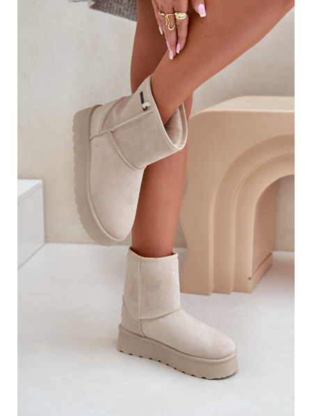BIG STAR SHOES Snows pentru femei cu platformă înaltă Big Star Light Beige