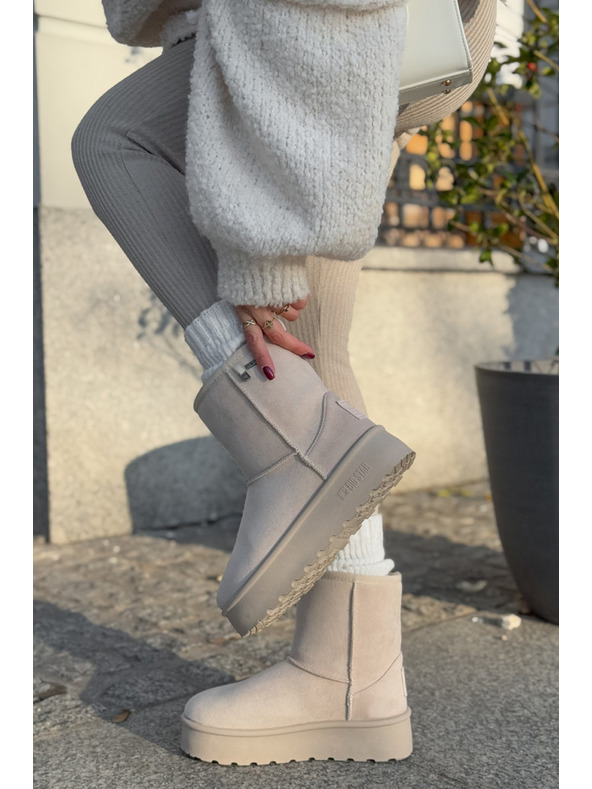 BIG STAR SHOES Snows pentru femei cu platformă înaltă Big Star Light Beige