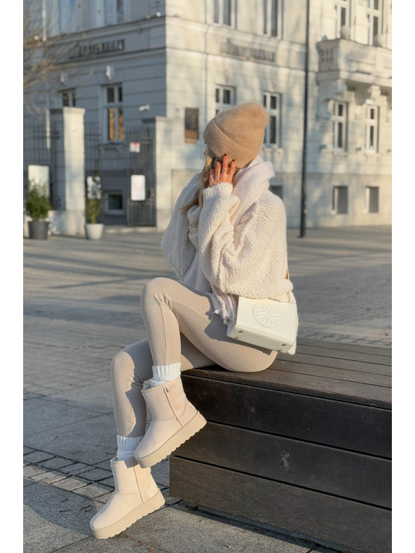 BIG STAR SHOES Snows pentru femei cu platformă înaltă Big Star Light Beige