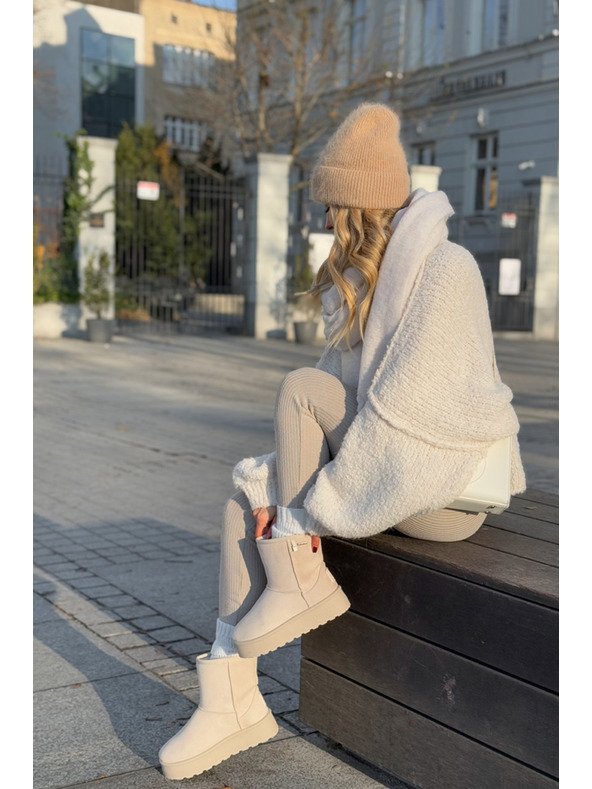 BIG STAR SHOES Snows pentru femei cu platformă înaltă Big Star Light Beige